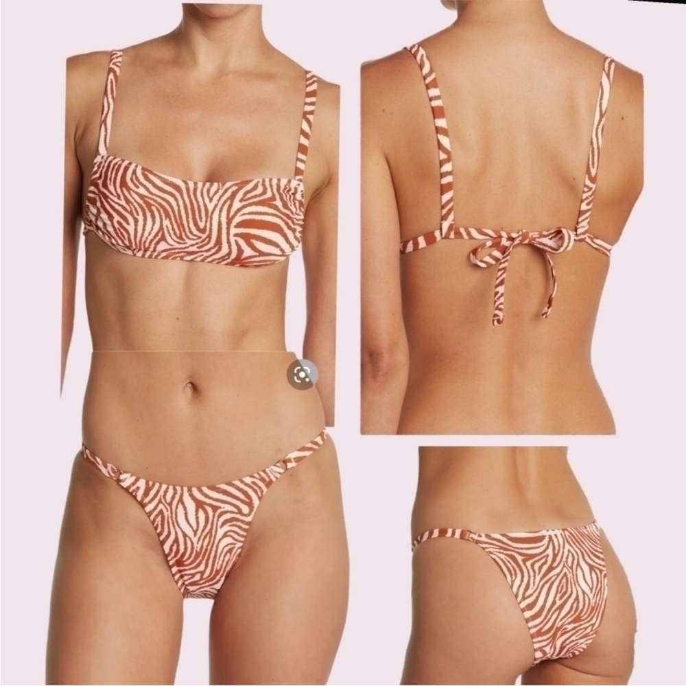 Kendall & Kylie Animal Print Brown Orange Bikini Size XL